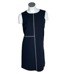 G2000 Woman Black Sleeveless Lined Dress White Trim Size 4-6 EU36